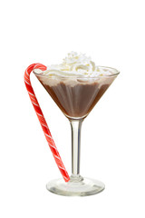 chocolate martini with candy cane