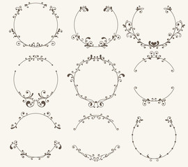 Vector set of border circle frame