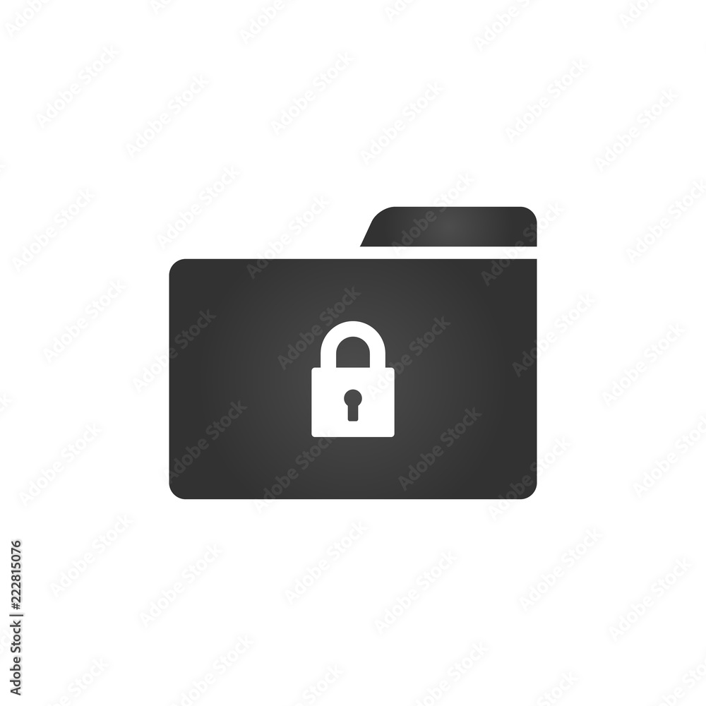 Poster folder icon with lock icon protected in trendy flat style isolated on white background, for your web