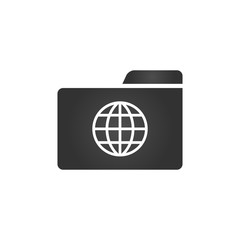 Folder Icon with globe icon in trendy flat style isolated on white background, for your web site design, app, logo, UI. Vector illustration,