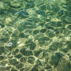 Interplay of light in turquoise oceanic water as background