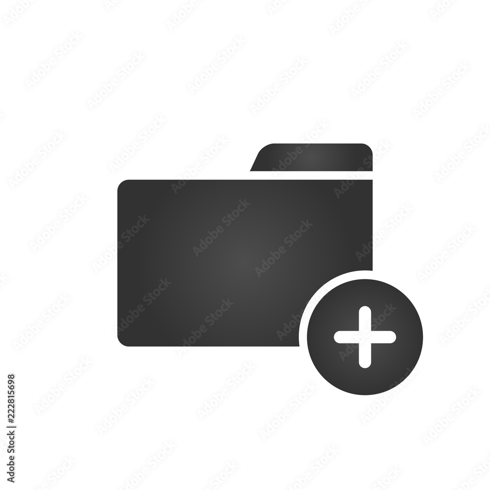 Poster folder icon with plus or add icon in trendy flat style isolated on white background, for your web si