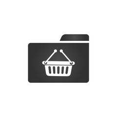 Folder Icon with shopping bag in trendy flat style isolated on white background, for your web site design, app, logo, UI. Vector illustration,