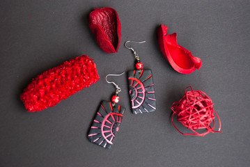 Handmade jewelry. Tribal boho earrings from polymer clay. Statement trendy jewelry.