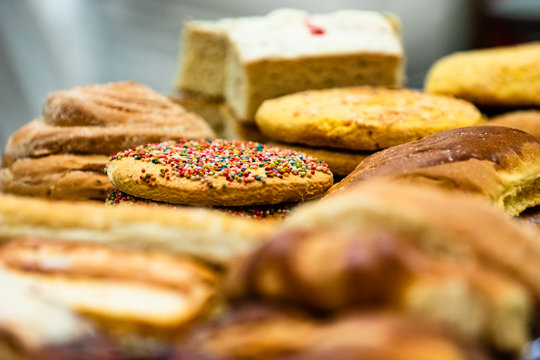 Colonial City Of Mazatlan Mexico. Freshly Baked Pastry In The Local Market.