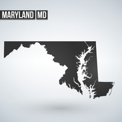 map of the U.S. state of Maryland isolated on white background