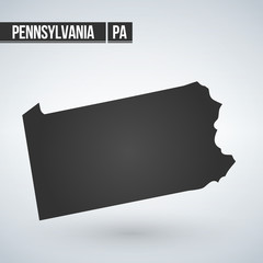 Pennsylvania state map in black on a white background. Vector illustration.