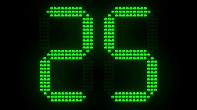 Green sports shot clock countdown from 30. 3D rendering.