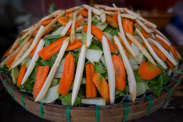 Mixed Vegetable, basket of vegetables, nice decorated vegetables