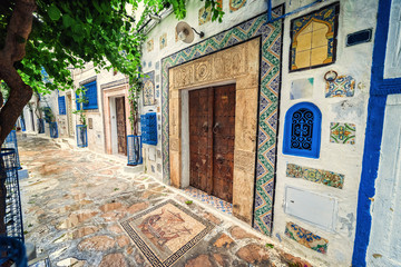 Hammamet Medina old town streets. Tunis, north Africa.