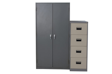 Filing Cabinet is made of steel with drawers for storage at the office.