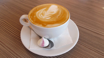 Delicious, aromatic coffee with cream for Breakfast.
