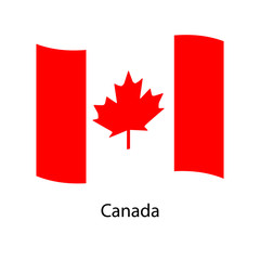 Waving flag of Canada. Illustration of North America country flag on flagpole