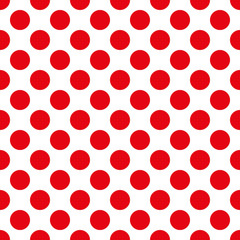 seamless background of red polka dots on white