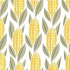 Corn cob maize seamless pattern