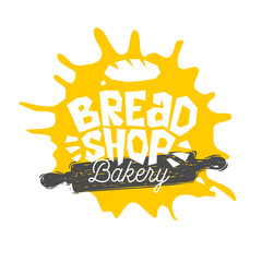 Bread shop, bakery, bakehouse home baking lettering logo label emblem design. The best recipe, chef hat, crown, whisk. Hand drawn vector illustration.