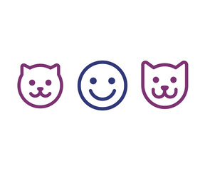 Man, cat and dog face icon