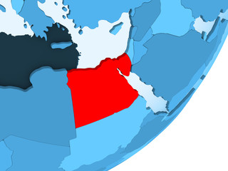 Fototapeta premium Map of Egypt on blue political globe