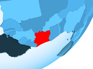 Fototapeta premium Map of Ivory Coast on blue political globe