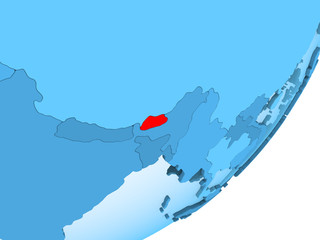 Map of Bhutan on blue political globe