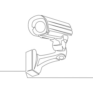 recommend clip art: Continuous line Cctv camera line icon vector