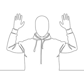 Continuous line drawing Man surrendering vector