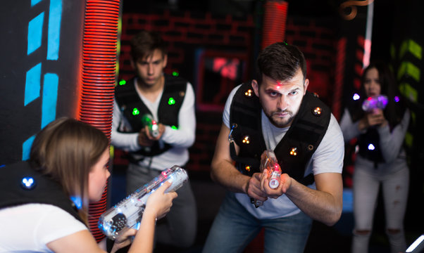 Excited guy during lasertag game