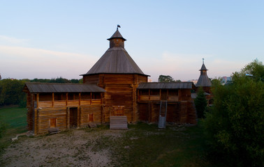 Moss tower in the museum of wooden architecture in Kolomenskoye.