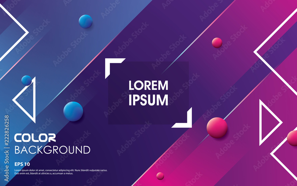 Poster trendy fluid shape gradient colors. with white triangle geometric. abstract background vector illust
