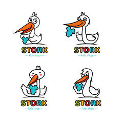 Stork logos set