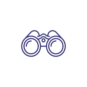Binoculars line icon. Exploration, discovery, optical equipment. Navigation concept. Vector illustration can be used for topics like travel, tourism, nautical shipping