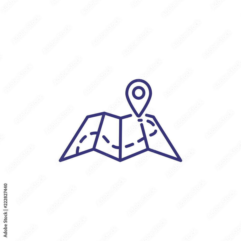 Poster map with pointer line icon. geolocation, destination, route. navigation concept. vector illustration