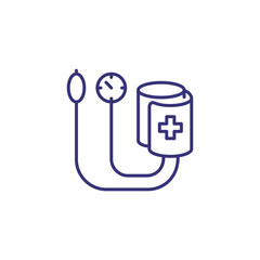 Tonometer line icon. Pulsimeter, medical exam, measuring pressure. Medicine concept. Vector illustration can be used for topics like diagnosis, medical technology, cardiology