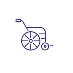 Wheelchair line icon. Disability, handicap, assisted living. Medicine concept. Vector illustration can be used for topics like accessibility, medical equipment, accident