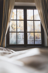 Autumn morning in bedroom