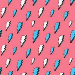 Lightning seamless pattern vector illustration. Hand drawn sketched doodle lightning symbols