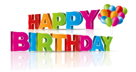Happy Birthday colorful vector 3D with balloons