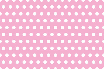 seamless background of white polka dots on pink
