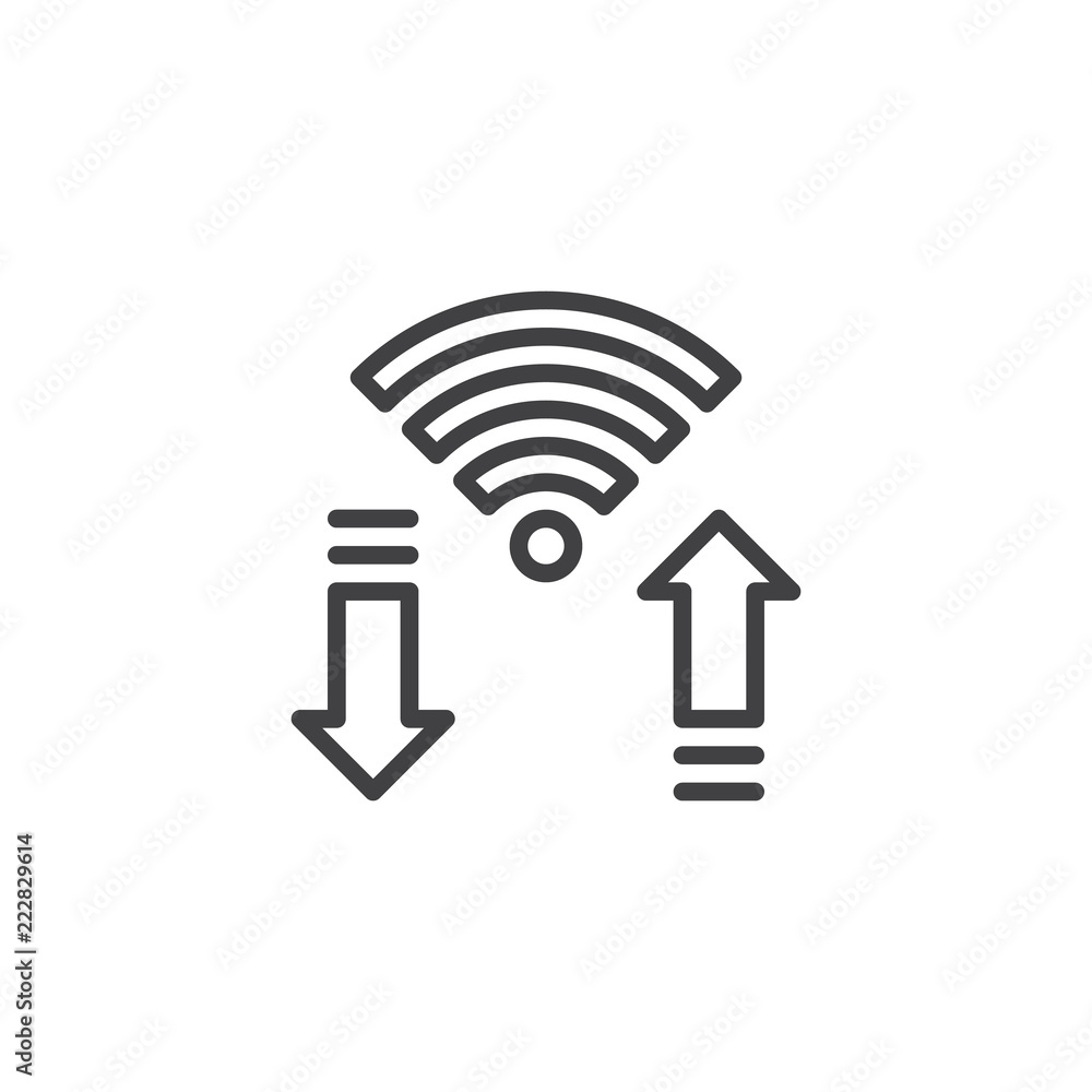 Poster wifi signal outline icon. linear style sign for mobile concept and web design. wi-fi upload, downloa