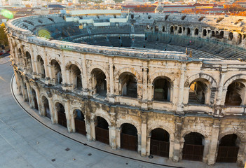Naklejka premium Arena of Nimes at sunset