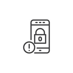 Smartphone secure lock outline icon. linear style sign for mobile concept and web design. Phone password notification simple line vector icon. Symbol, logo illustration. Pixel perfect vector graphics