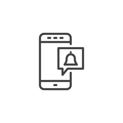 Mobile message notification outline icon. linear style sign for mobile concept and web design. New chat message simple line vector icon. Symbol, logo illustration. Pixel perfect vector graphics