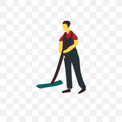 Obraz premium sweeper icon isolated on transparent background. Simple and editable sweeper icons. Modern icon vector illustration.