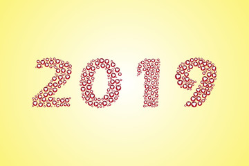 Happy new year 2019 Text Design vector with hearts