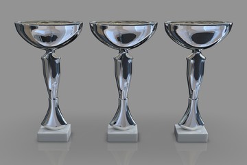 Silver trophy cups 3d render