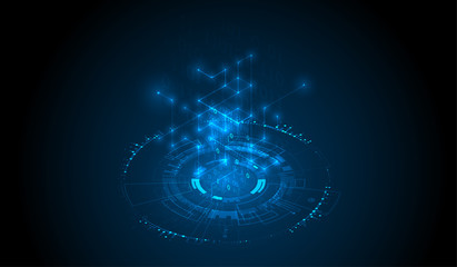 Abstract circle technology concept. Circuit board, high computer color background.