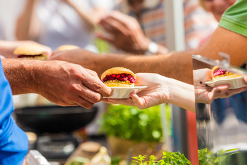 Vegitarian Burger on street food festival