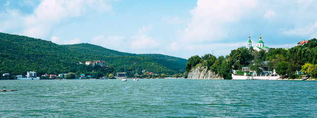 Abrau Durso, lake, panorama, south of Russia, Krasnodar Territory, wine tourism