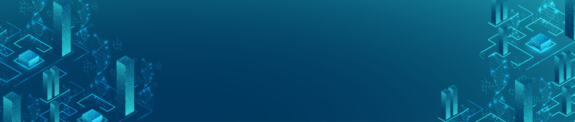 Isometric science concept. Abstract DNA technology background. Vector illustration