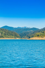     Beautiful blue Lokvarsko lake and Risnjak mountain landscape, Lokve, Gorski kotar, Croatia 
